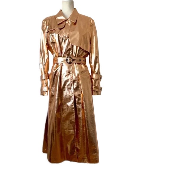 OSMAN FRALIA METALLIC ROSE GOLD TRENCH COAT NWT!! - Picture 1 of 10